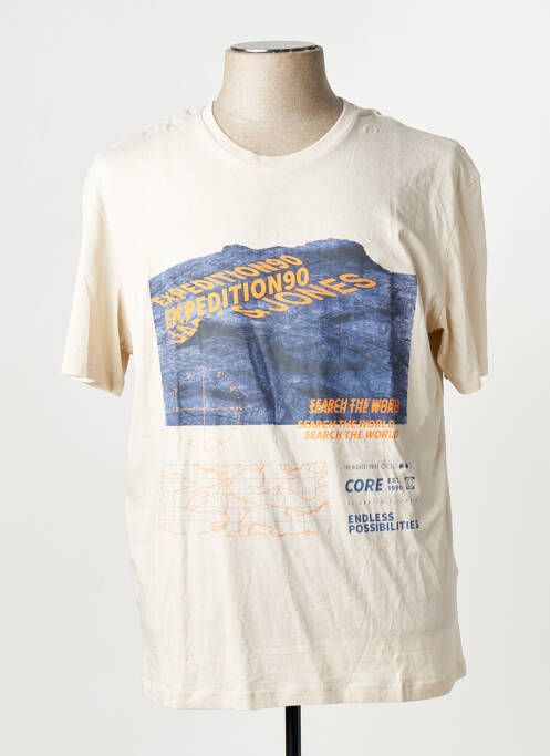 T-shirt col rond manches courtes beige JACK & JONES homme
