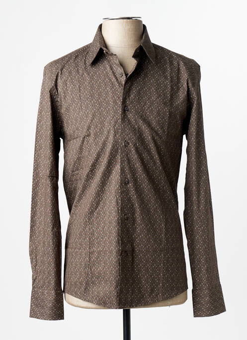 Chemise manches longues marron PRIVATE BLUE homme