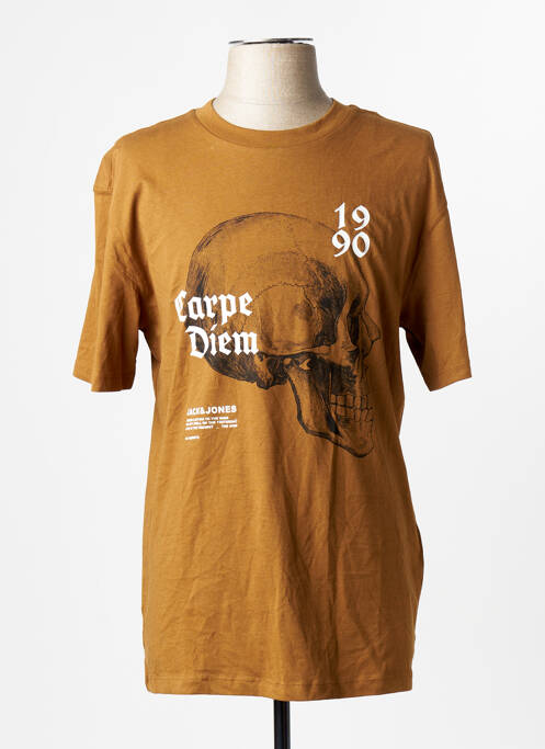 T-shirt col rond manches courtes marron JACK & JONES homme