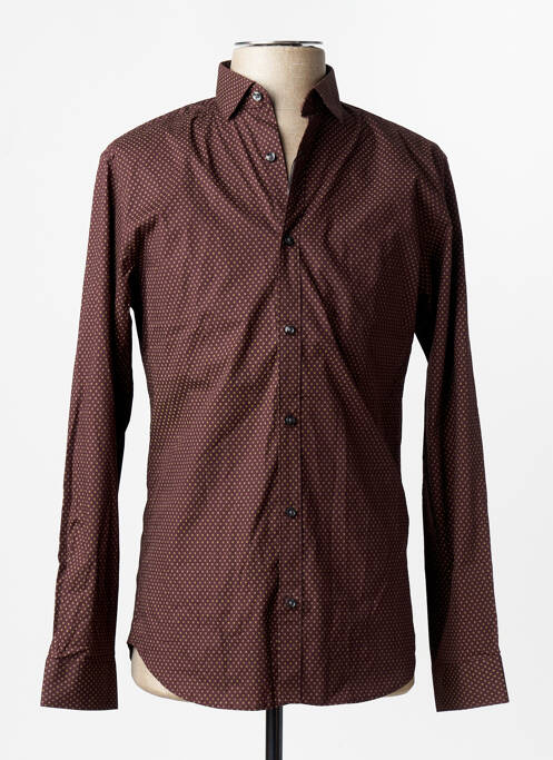 Chemise manches longues marron JACK & JONES homme