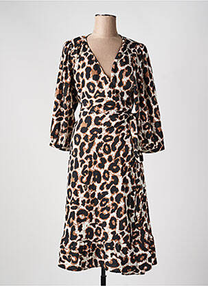 Robe longue col v manches 3/4 marron CARMAKOMA femme