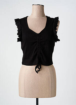 Top col v sans manche noir ONLY femme