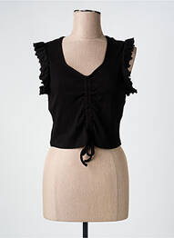 Top col v sans manche noir ONLY femme