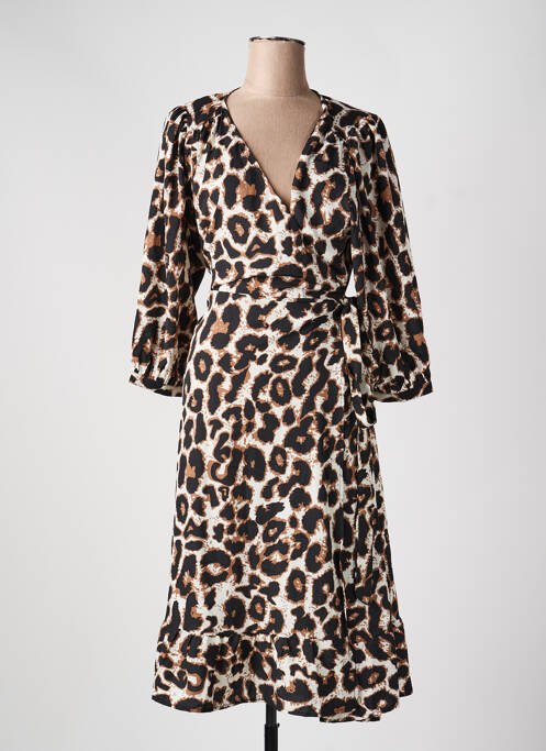 Robe longue col v manches 3/4 marron CARMAKOMA femme