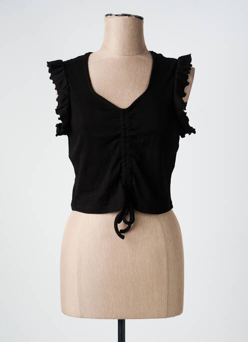 Top col v sans manche noir ONLY femme