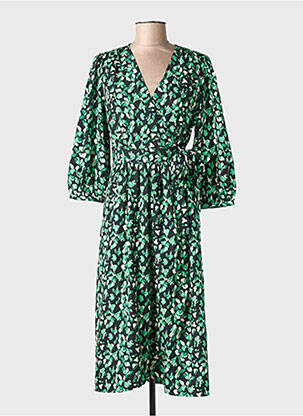 Robe mi-longue manches 3/4 manches 3/4 vert VILA femme