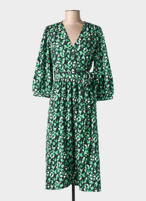 Robe mi-longue manches 3/4 manches 3/4 vert VILA femme