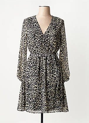 Robe mi-longue col v beige ONLY femme
