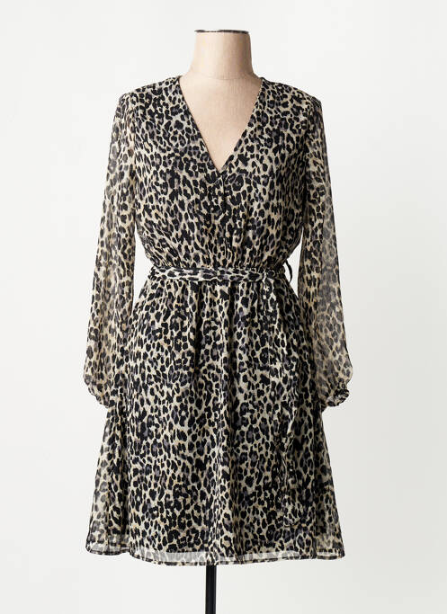 Robe mi-longue col v beige ONLY femme