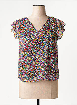 Blouse col v manches courtes rose ONLY femme