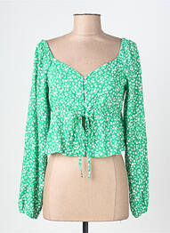 Top col v manches longues vert ONLY femme