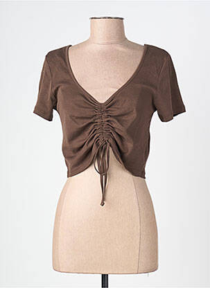 Crop top manches courtes marron ONLY femme