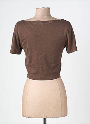 Crop top manches courtes marron ONLY femme