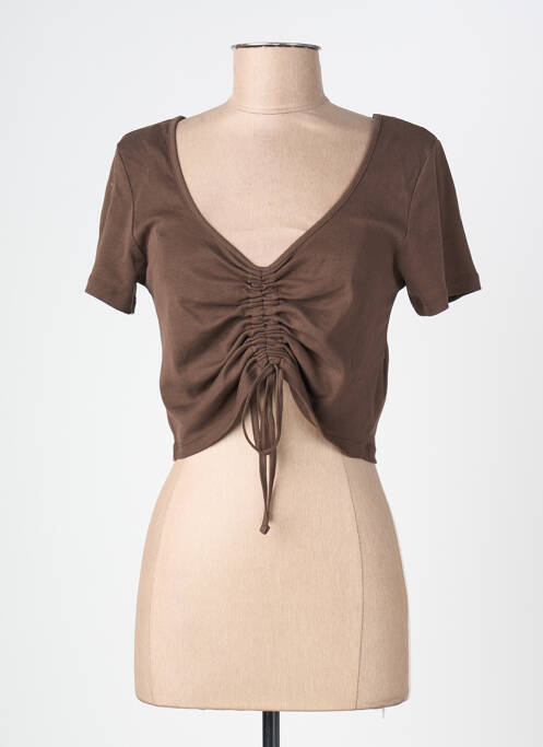 Crop top manches courtes marron ONLY femme