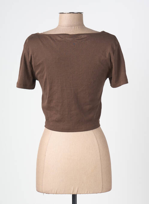 Crop top manches courtes marron ONLY femme
