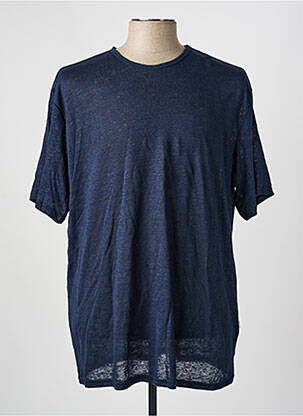 T-shirt col rond manches courtes bleu SELECTED homme