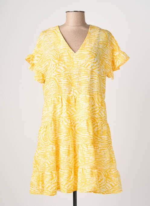 Robe courte manches courtes manches courtes jaune VILA femme
