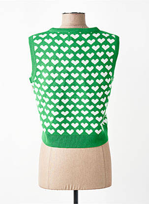 Pull col v sans manche vert ONLY femme