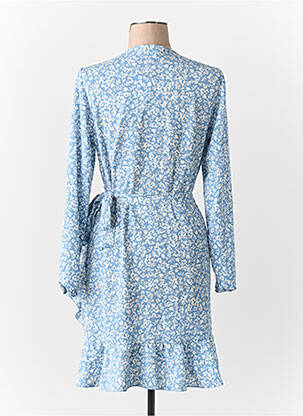 Robe mi-longue col v bleu ONLY femme