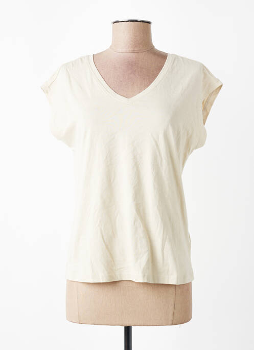 T-shirt col v beige ONLY femme