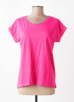 T-shirt col rond manches courtes rose VILA femme