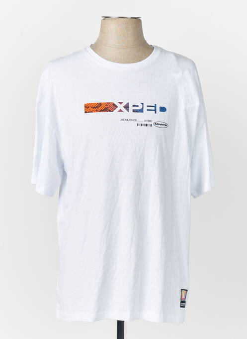 T-shirt col rond manches courtes blanc JACK & JONES homme