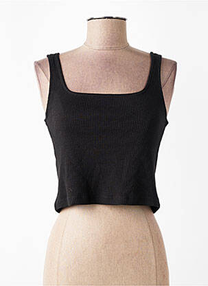 Top col carré sans manche noir PIECES femme