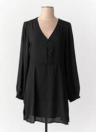 Robe mi-longue manches longues manches longues noir JACQUELINE DE YONG femme
