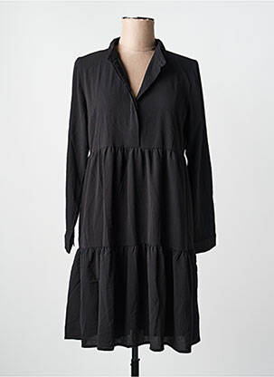 Robe mi-longue manches longues manches longues noir JACQUELINE DE YONG femme