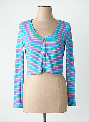 Gilet manches longues col v bleu ONLY femme