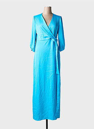 Robe longue col v manches 3/4 bleu ONLY femme