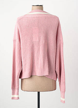 Gilet manches longues col v rose ONLY femme