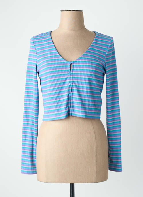 Gilet manches longues col v bleu ONLY femme