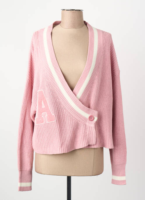 Gilet manches longues col v rose ONLY femme