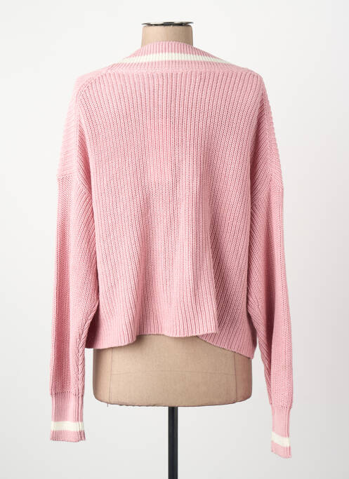 Gilet manches longues col v rose ONLY femme