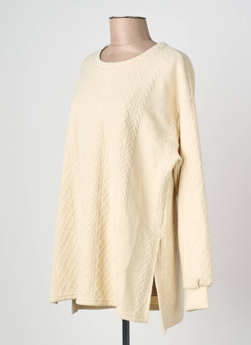 Pull col rond manches longues beige JACQUELINE DE YONG femme