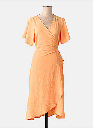 Robe mi-longue manches courtes manches courtes orange VERO MODA femme