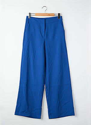 Pantalon droit fermeture zippée sous rabat avec crochet taille haute bleu VERO MODA femme