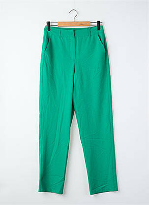 Pantalon droit fermeture zippée sous rabat avec crochet taille haute vert VERO MODA femme
