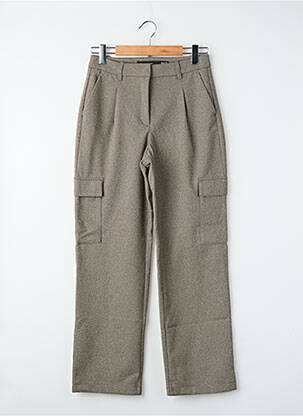 Pantalon droit fermeture zippée sous rabat avec crochet gris VERO MODA femme