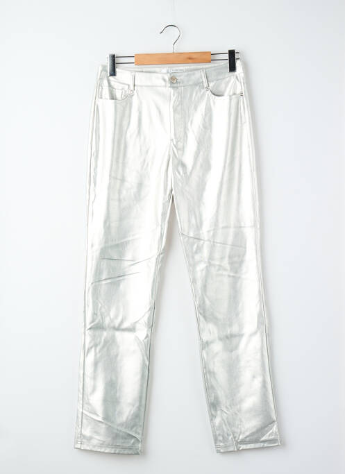Pantalon droit taille normale taille normale argent ONLY femme