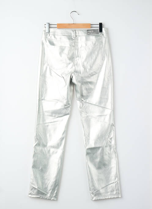 Pantalon droit taille normale taille normale argent ONLY femme