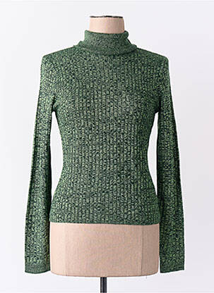 Pull col roulé manches longues manches longues vert JACQUELINE DE YONG femme