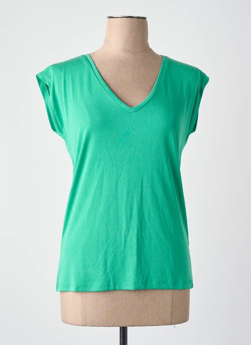 T-shirt col v manches courtes vert PIECES femme