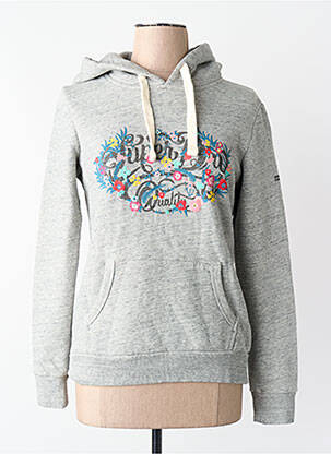 Sweat-shirt à capuche gris SUPERDRY femme