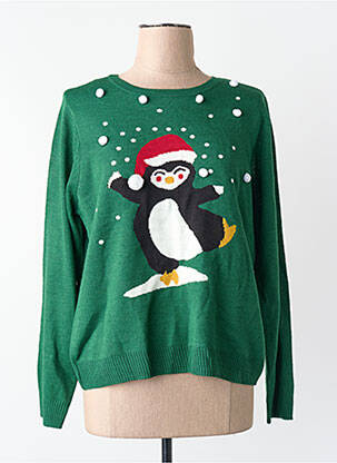 Pull coupe droite manches longues vert fonce ONLY femme