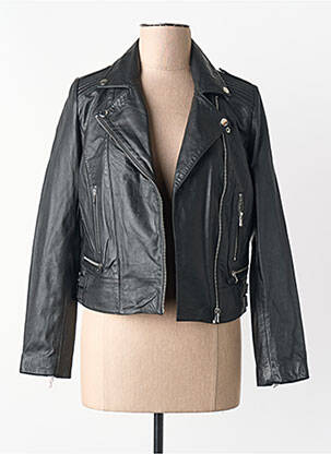 Veste en cuir noir NAF NAF femme
