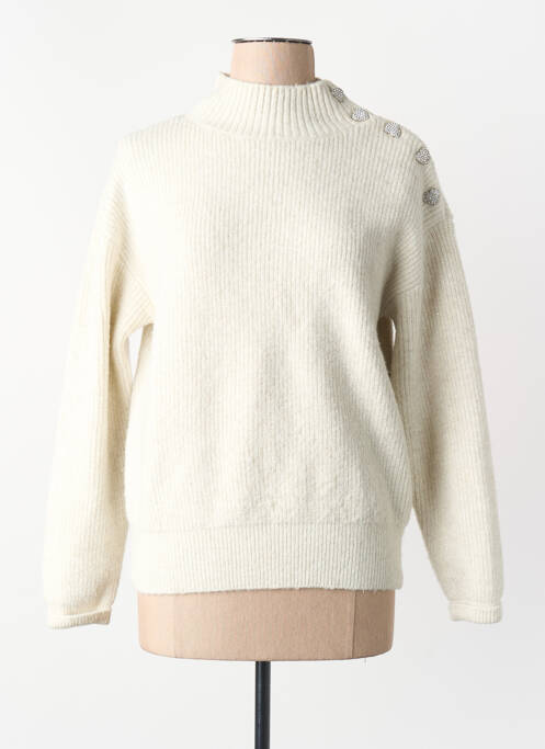 Pull col roulé beige MORGAN femme
