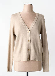 Gilet manches longues col v beige VILA femme