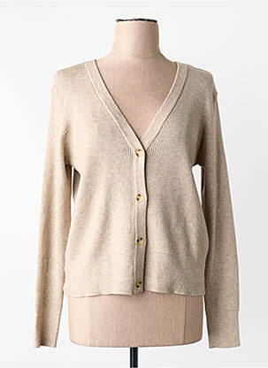Gilet manches longues col v beige VILA femme